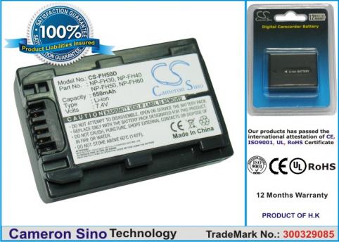 Batterie  sony ac-vqh10, dcr-dvd103, dvd105, dvd108, dvd203, dvd205, dvd305, dvd