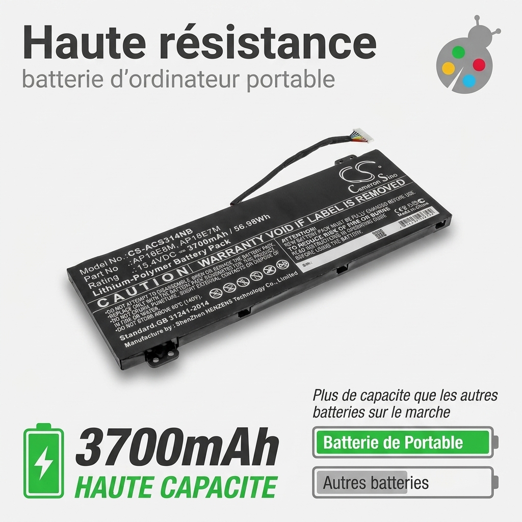 Batterie ordinateur portable acer nitro 5 an517 51 73sk