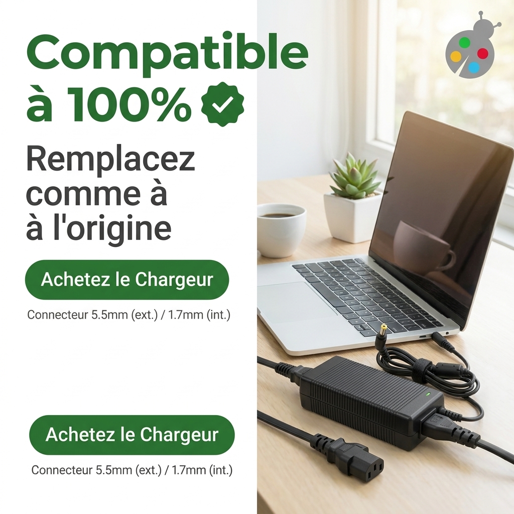 Chargeur ordinateur portable acer extensa 15 ex215 54 32b4